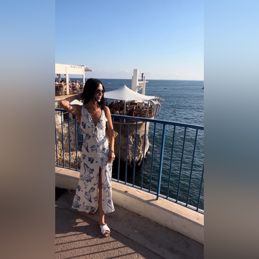 Reformation blue and white floral dress